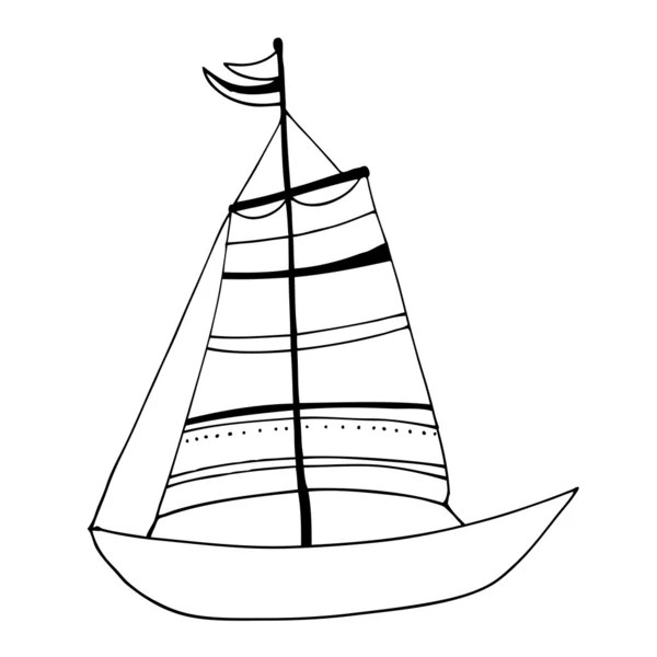 Ilustrowany ładny łódź żeglarstwo — Zdjęcie stockowe