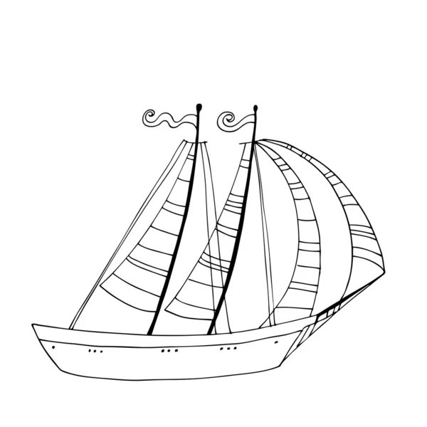 Bebildertes niedliches Segelboot — Stockfoto