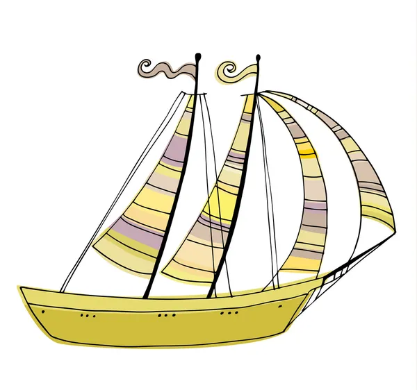 Illustrato barca a vela carino — Foto Stock