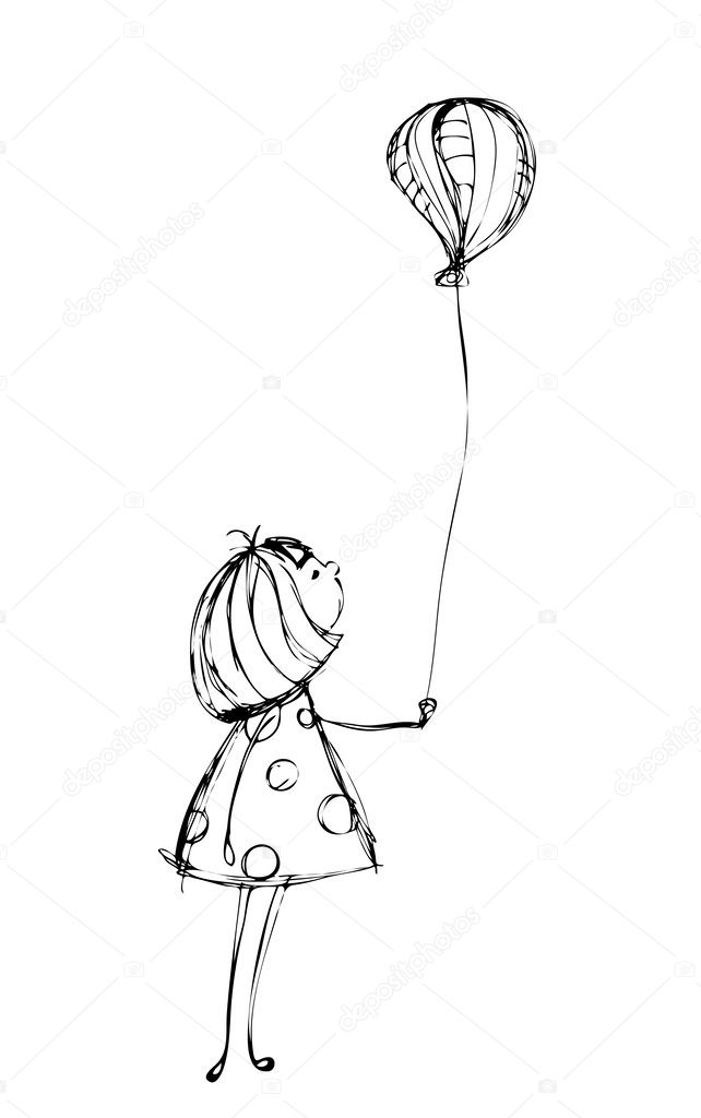 Girl with balloon Stock Illustration by ©re_bekka 3613139
