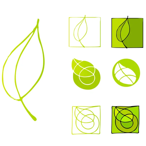 Iconos ilustrados de hojas — Foto de Stock