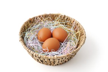 Fresh eggs in the basket clipart