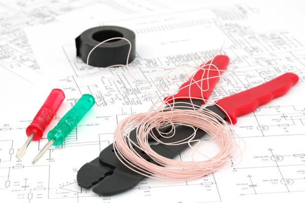 Tools for the electrical mounting — Stock Photo, Image