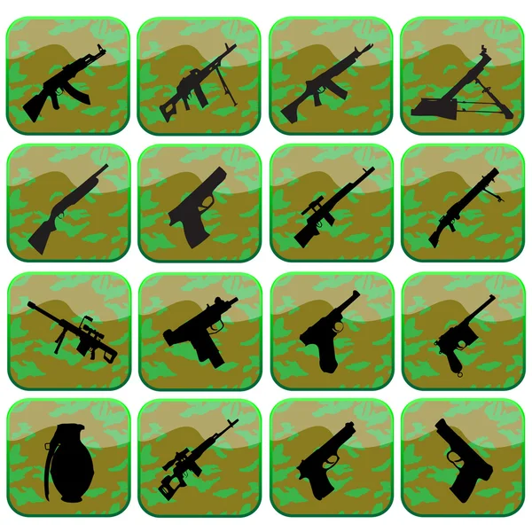 Icons Weapon Set.Vector — Stock Vector