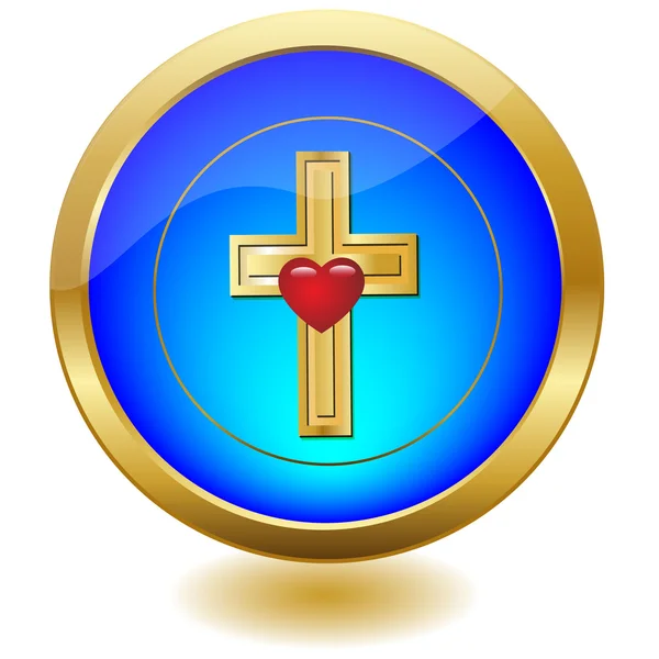 Coeur sur la croix. Vecteur — Image vectorielle