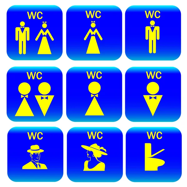 Icon, toalettmannen og kvinnen.Vektor – stockvektor