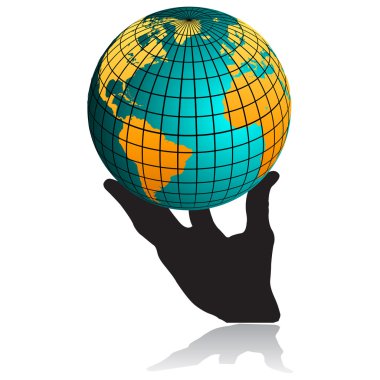 Hand and globe.Vector clipart