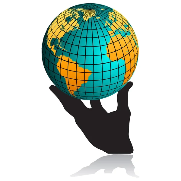 Main et globe.Vector — Image vectorielle