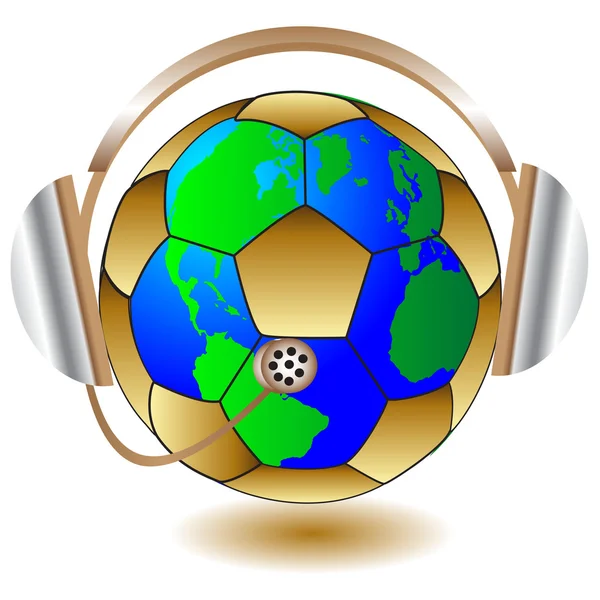 Bola de fútbol abd headphone.Vector — Vector de stock