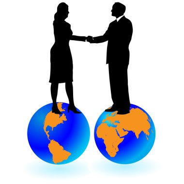 BUSINESS ON WORLD GLOBES.Vector clipart