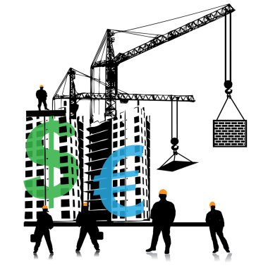 Investment of money in building.Vector clipart