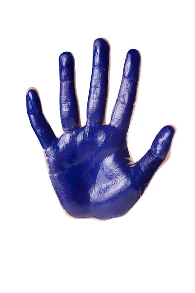 Woman palm is painted paints on a white — Stock Photo, Image