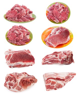 Fresh raw marble meat collection clipart