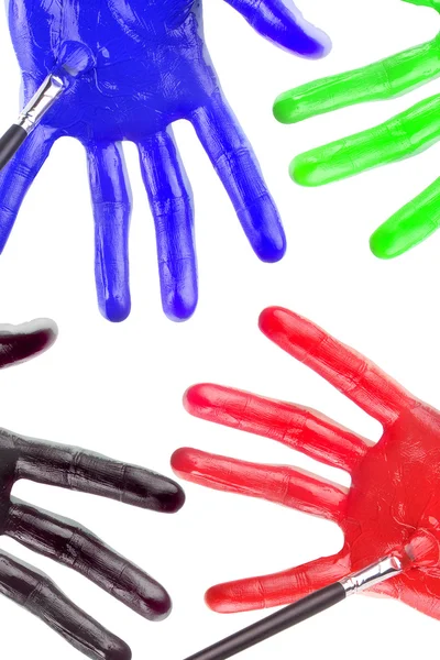 stock image Painted palms on a white background