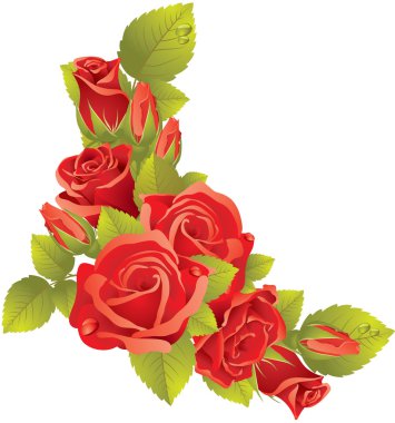 Bouquet of red roses clipart