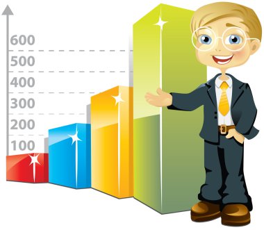 Businessman with bar graph clipart