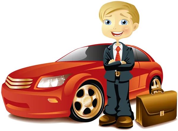 Empresário com um carro —  Vetores de Stock