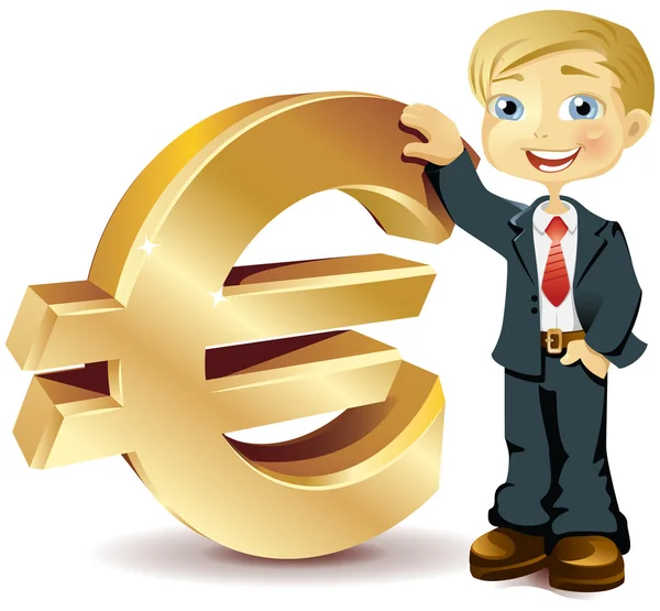 Empresário com um símbolo do euro —  Vetores de Stock