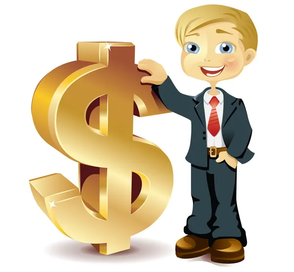 Επιχειρηματίας με σύμβολο δολαρίου — Διανυσματικό Αρχείο