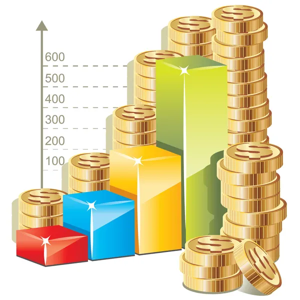 Dinero gráfico de barras — Vector de stock