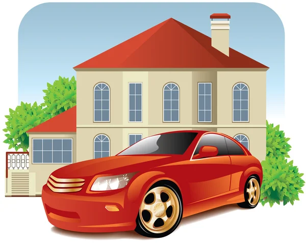 Casa e carro —  Vetores de Stock