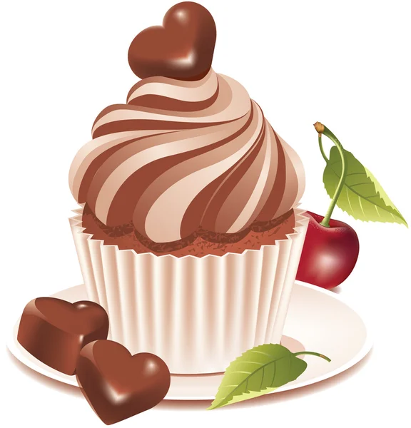 Cupcake al cioccolato Vettoriali Stock Royalty Free