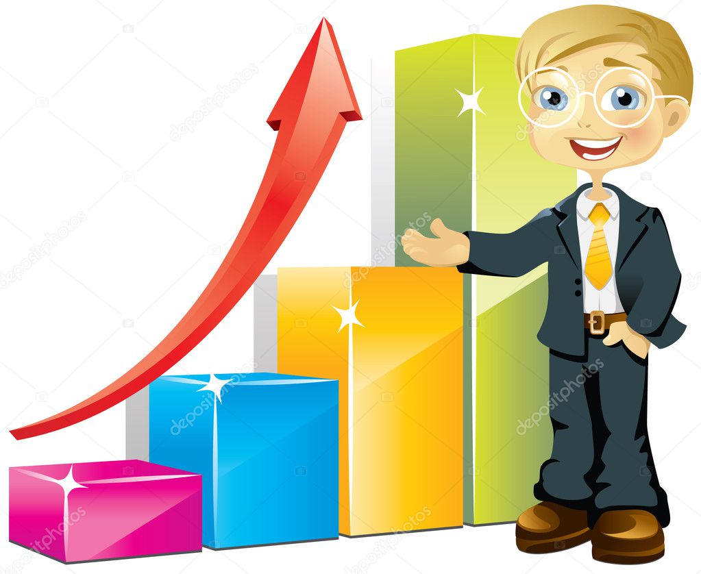 Businessman with positive bar graph