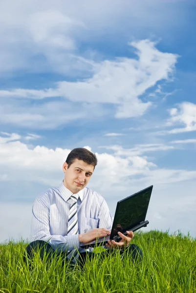 stock image Businessman with laptop