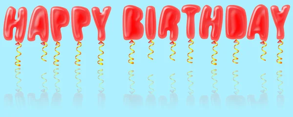 Happy birthday balloons isolated on blue — Stock Photo, Image
