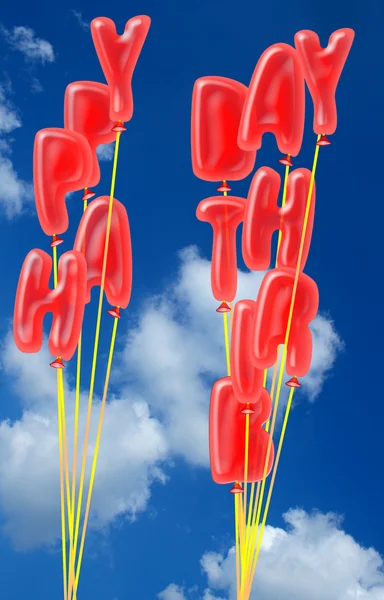 Happy Birthday Luftballons über dem Himmel — Stockfoto