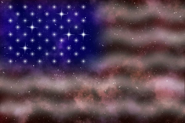 Americká vlajka stylizované pozadí vesmíru — Stock fotografie