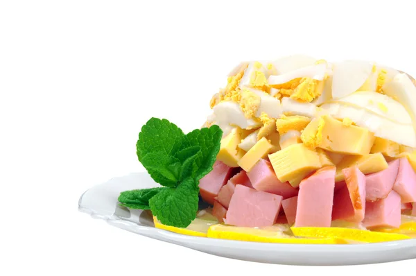 Salad with ham and cheese and egg — Stock Photo, Image