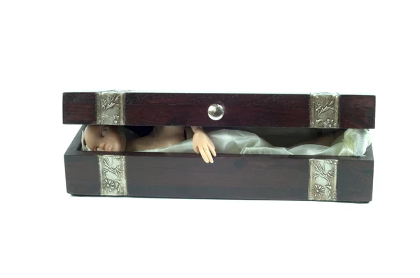 Bisagra muñeca en una caja — Foto de Stock