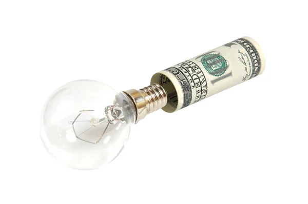 stock image The lamp is inserted into the dollar