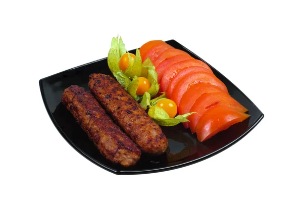 Kebab med vegetabiliska garnera — Stockfoto