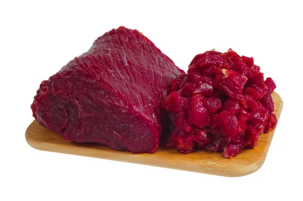 The whole piece and chopped beef — Stock Photo, Image