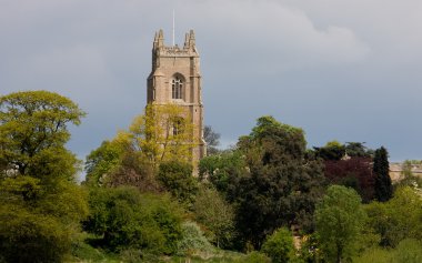 An English Mediaeval Church on a Hill clipart