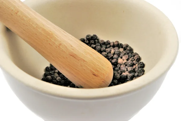Pepper in mortar — Stock Photo, Image
