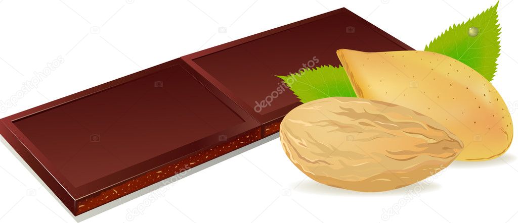 Illustration of chocolate and almonds