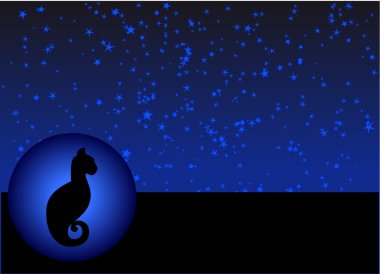 Illustration from stars, moon and cat clipart