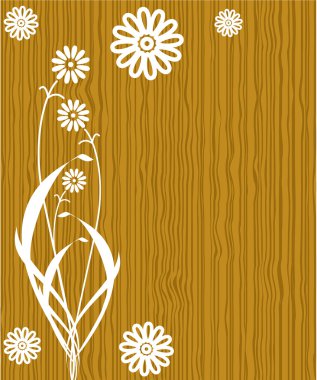 Flowers on wood background clipart