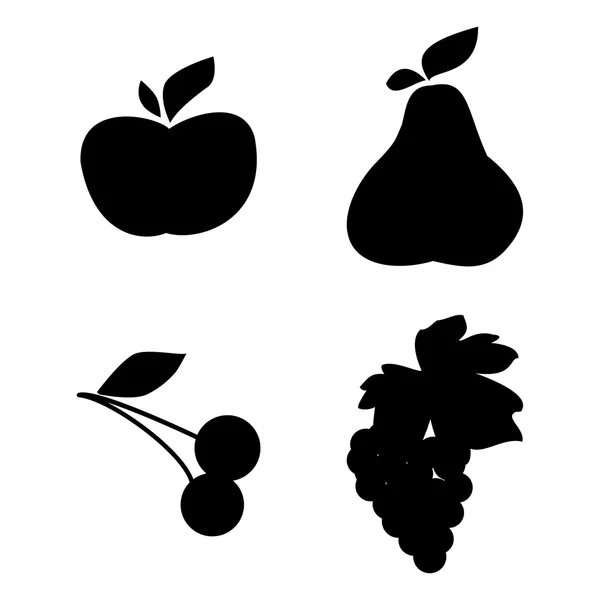 stock vector Set of fruit silhouette