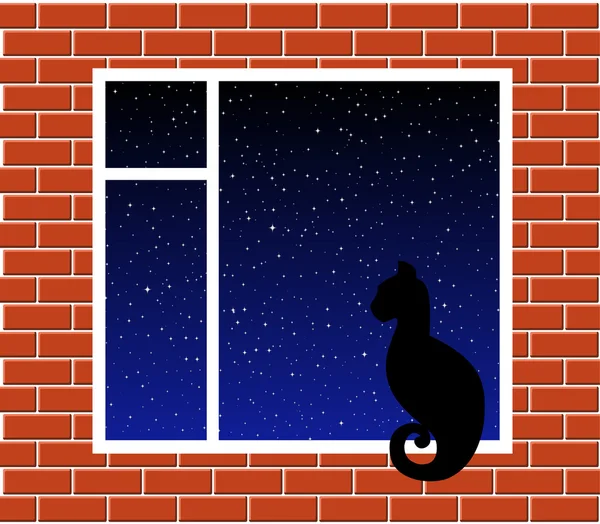 stock vector Cat on window