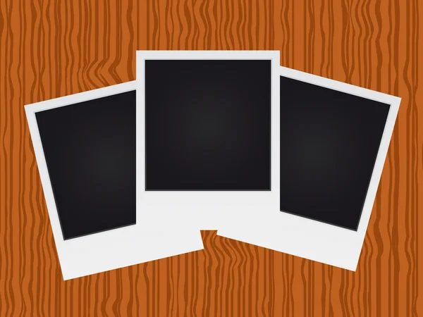 Set polaroid op houtstructuur — Stockvector