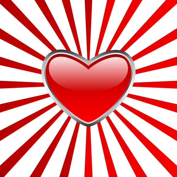 Кнопка сердце с полосами — стоковый вектор