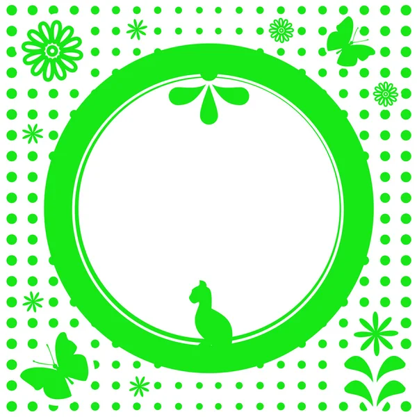 緑の自然花ラウンド フレーム — ストックベクタ
