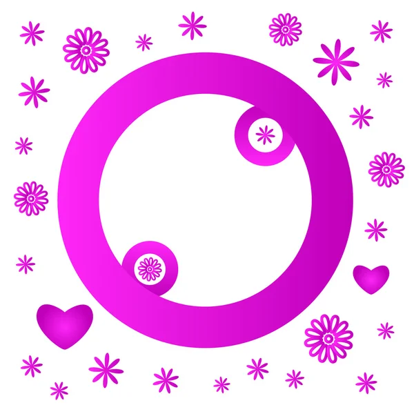 Pink flower round frame — Stock Vector