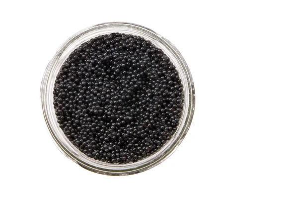 stock image Glass jar of delicious back caviar