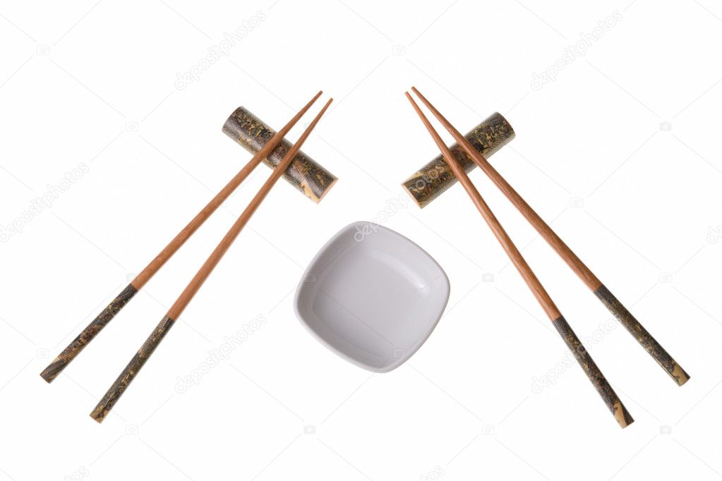 Two pairs of wooden chopsticks