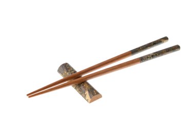 Wooden chopsticks with ornamentation clipart